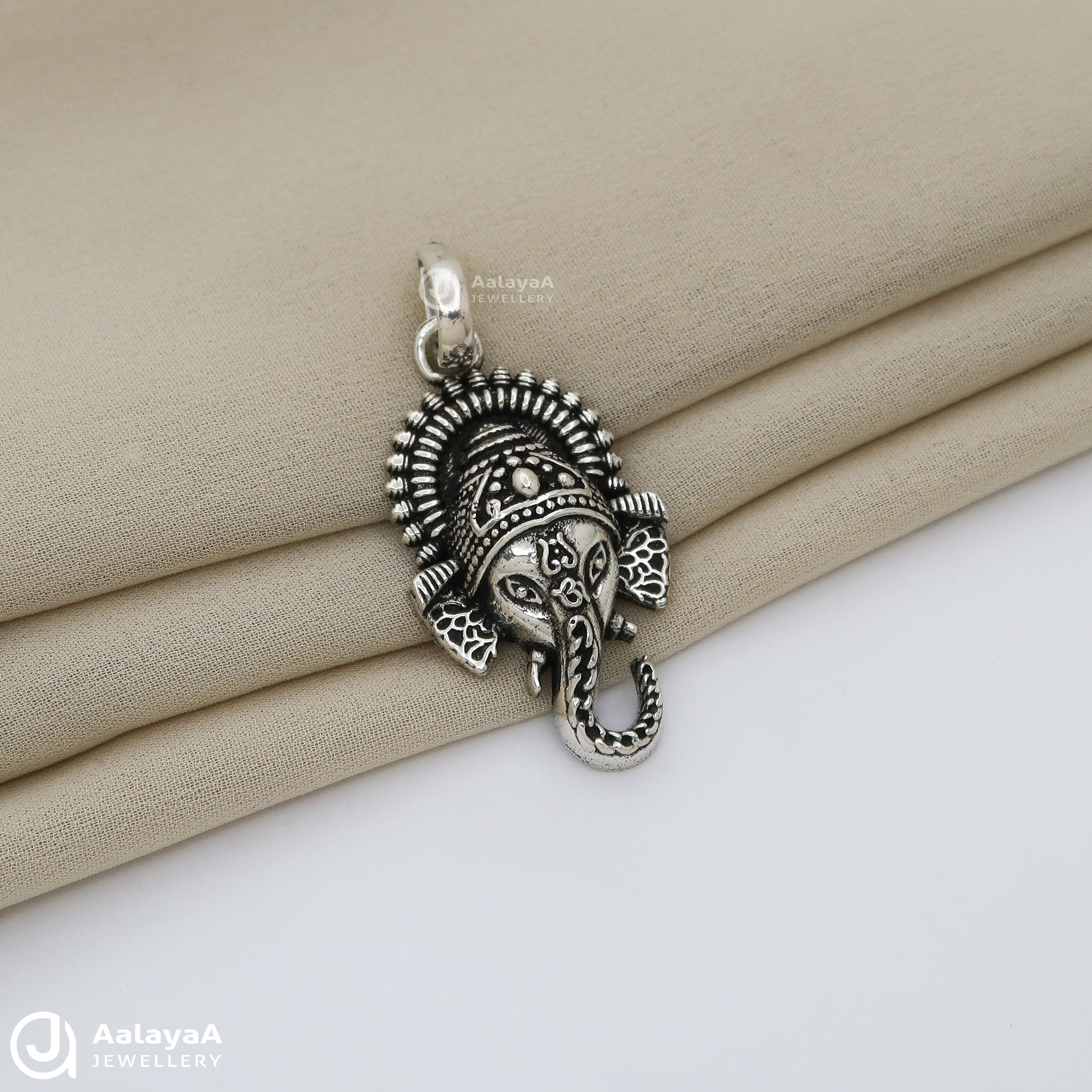 Oxidised Silver Ganesha Pendant