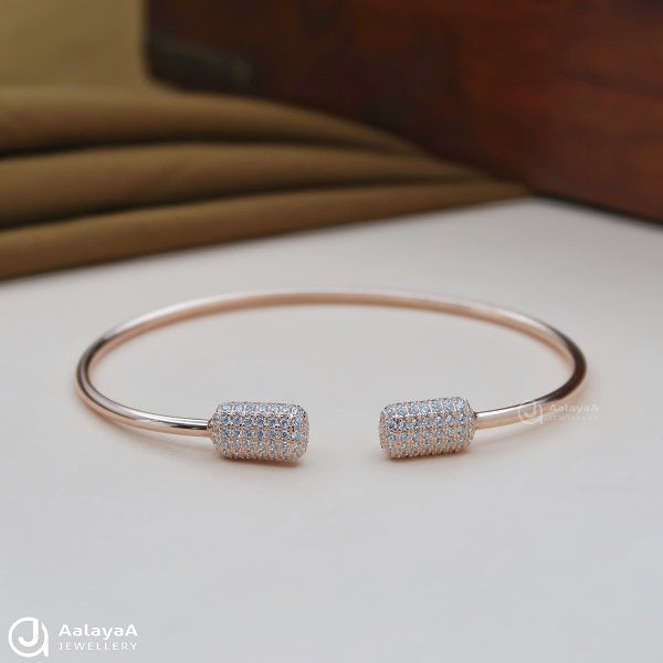 Silver Rosegold Simple Glittering Kada