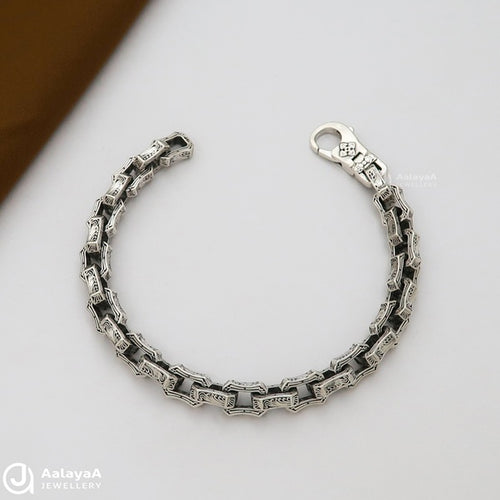 Anchor Chain Turkish Oxidised Silver Bracelet