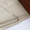 Bird with Red Heart Silver Chain Pendant