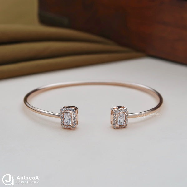 Silver rosegold Double Buguette Kada