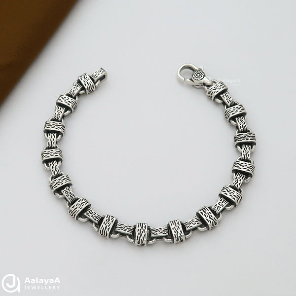Turkish Chain Link Oxidised Silver Bracelet
