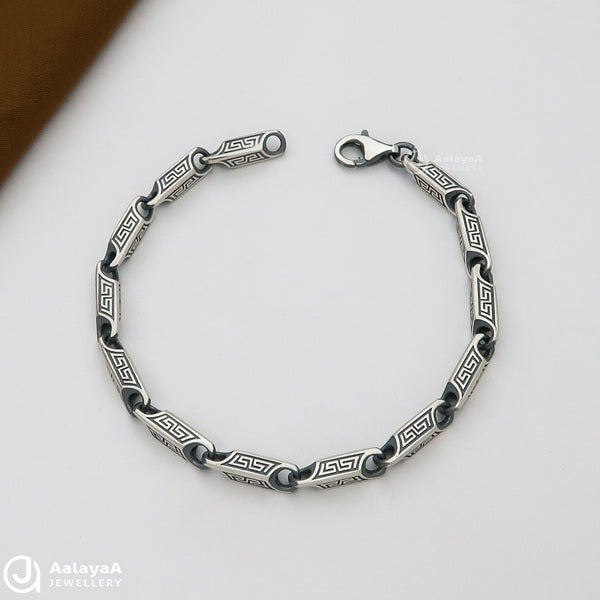 Trendy Link Oxidised Silver Bracelet