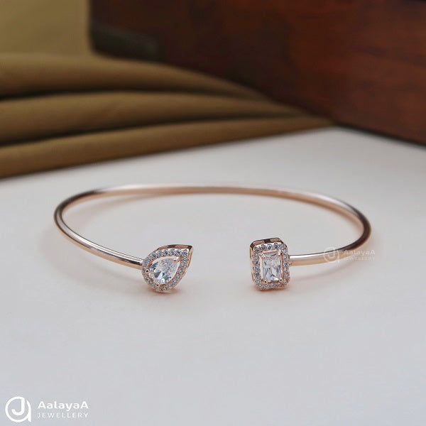 Silver rosegold  White Stone Kada