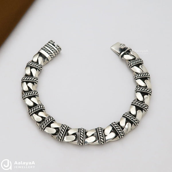 Retro Cuban Link Oxidised Silver Bracelet