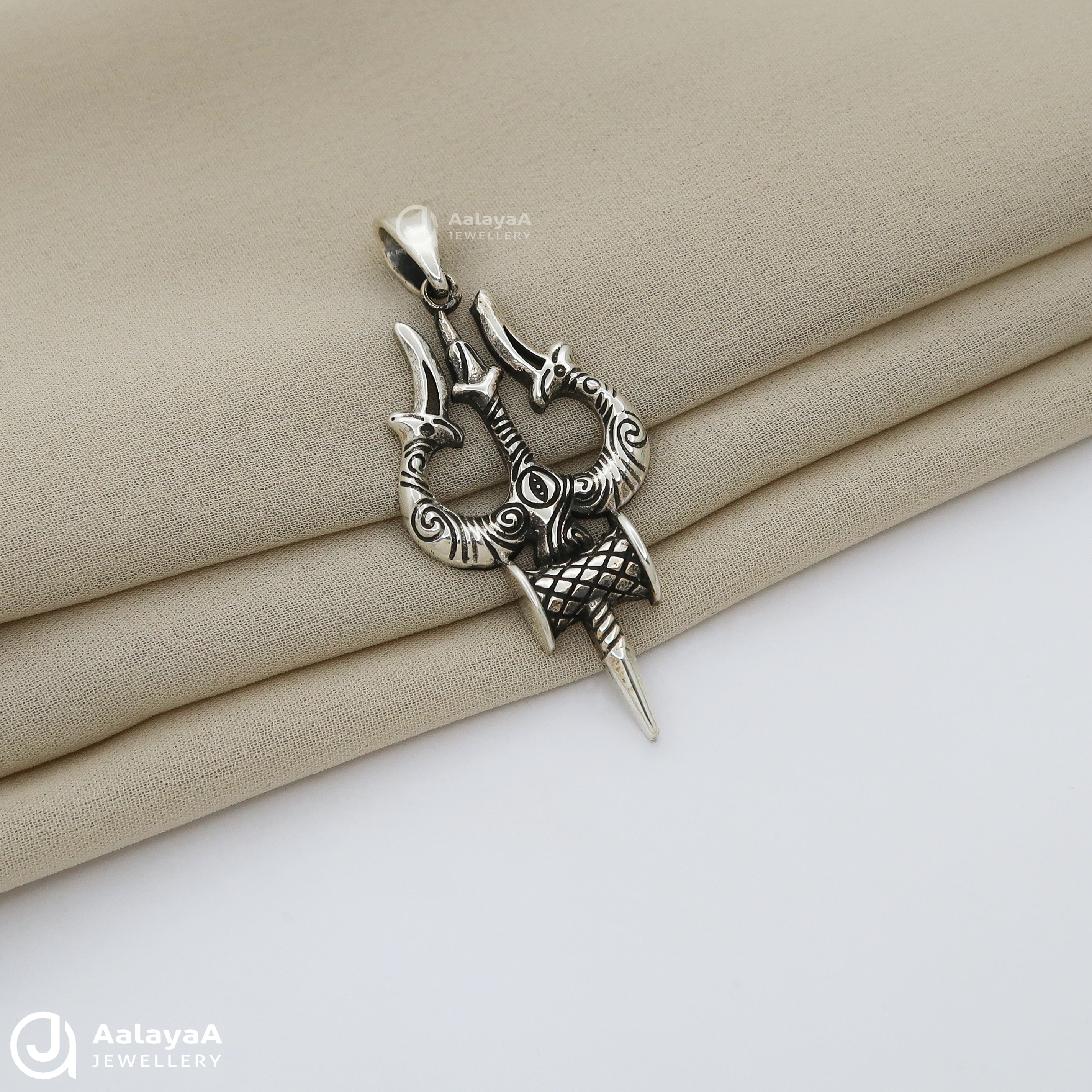 Oxidised Silver Shiva Trishul Pendant