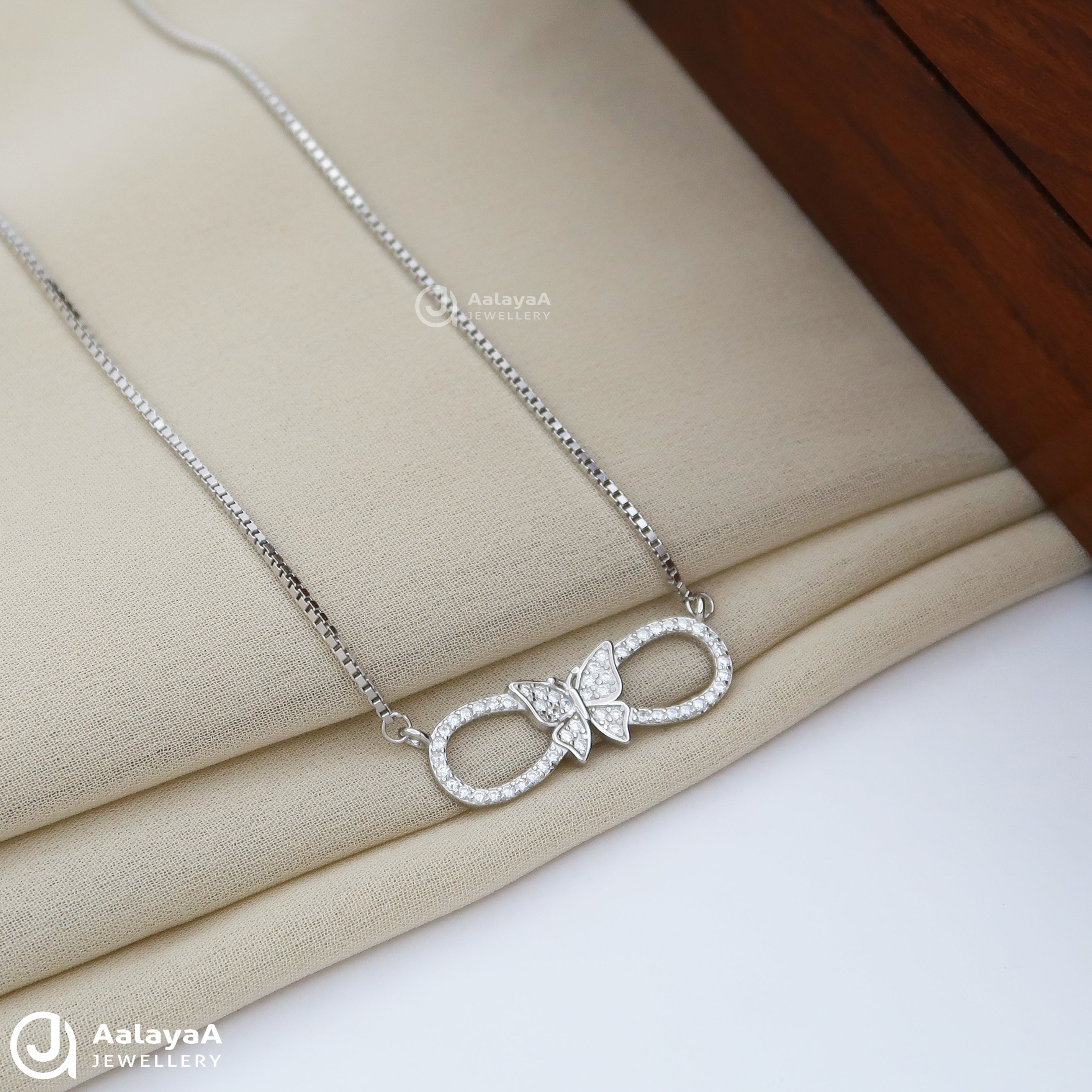 Infinity Butterfly Silver Chain Pendant