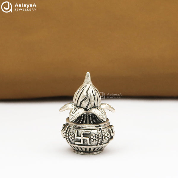 Silver Antique Swasthik Kalasam with Coconut 3D Idol