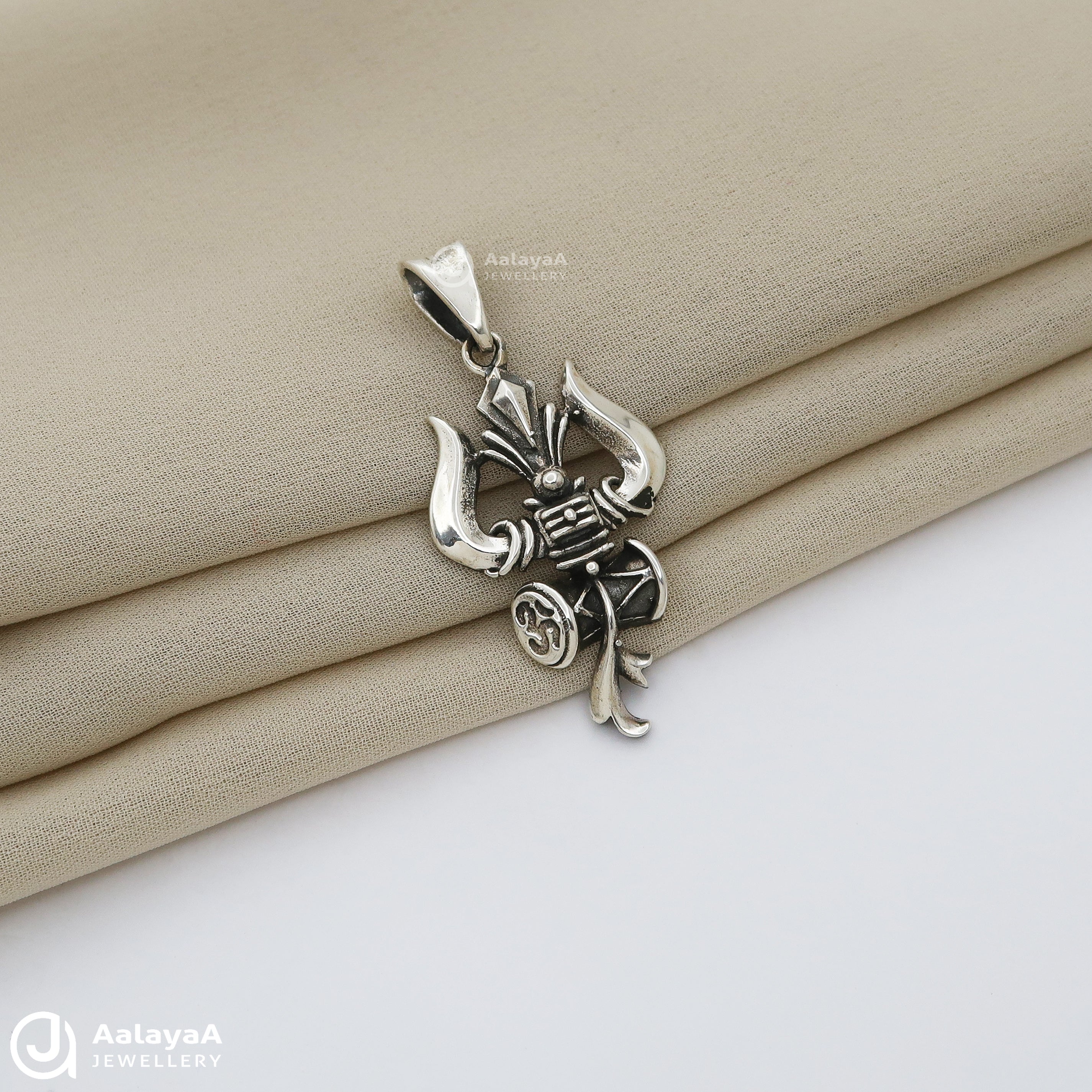 Oxidised Silver Trishul Pendant