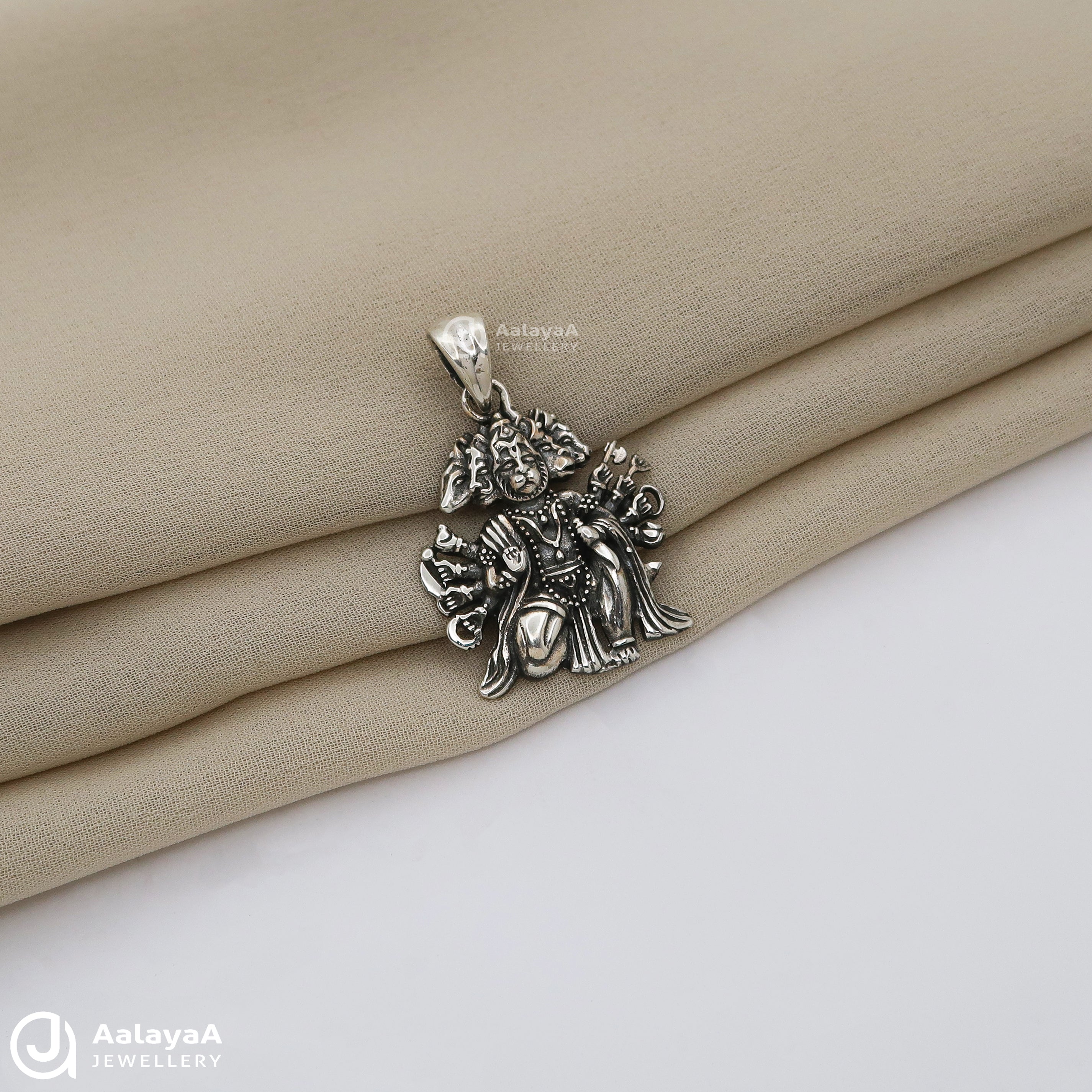 Oxidised Silver Panchmukhi Hanuman Pendant