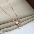 Silver Rosegold Pearl and Stone Chain Pendant