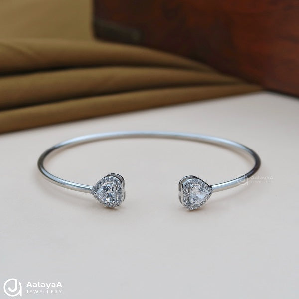 Crystal Heart Silver Kada