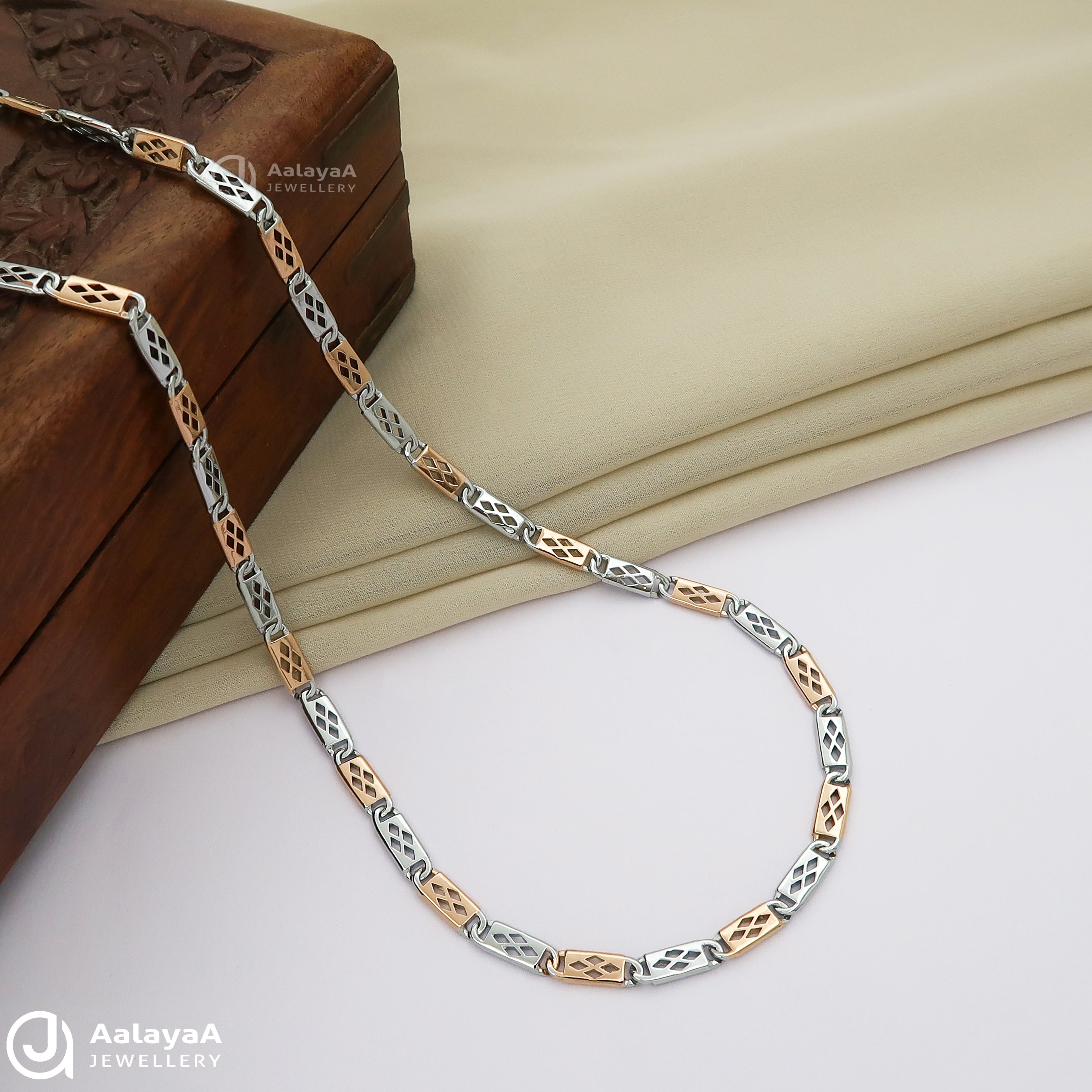 Dual Tone Sleek Silver Chain