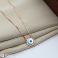 Silver Rosegold Round Evil Eye Chain Pendant