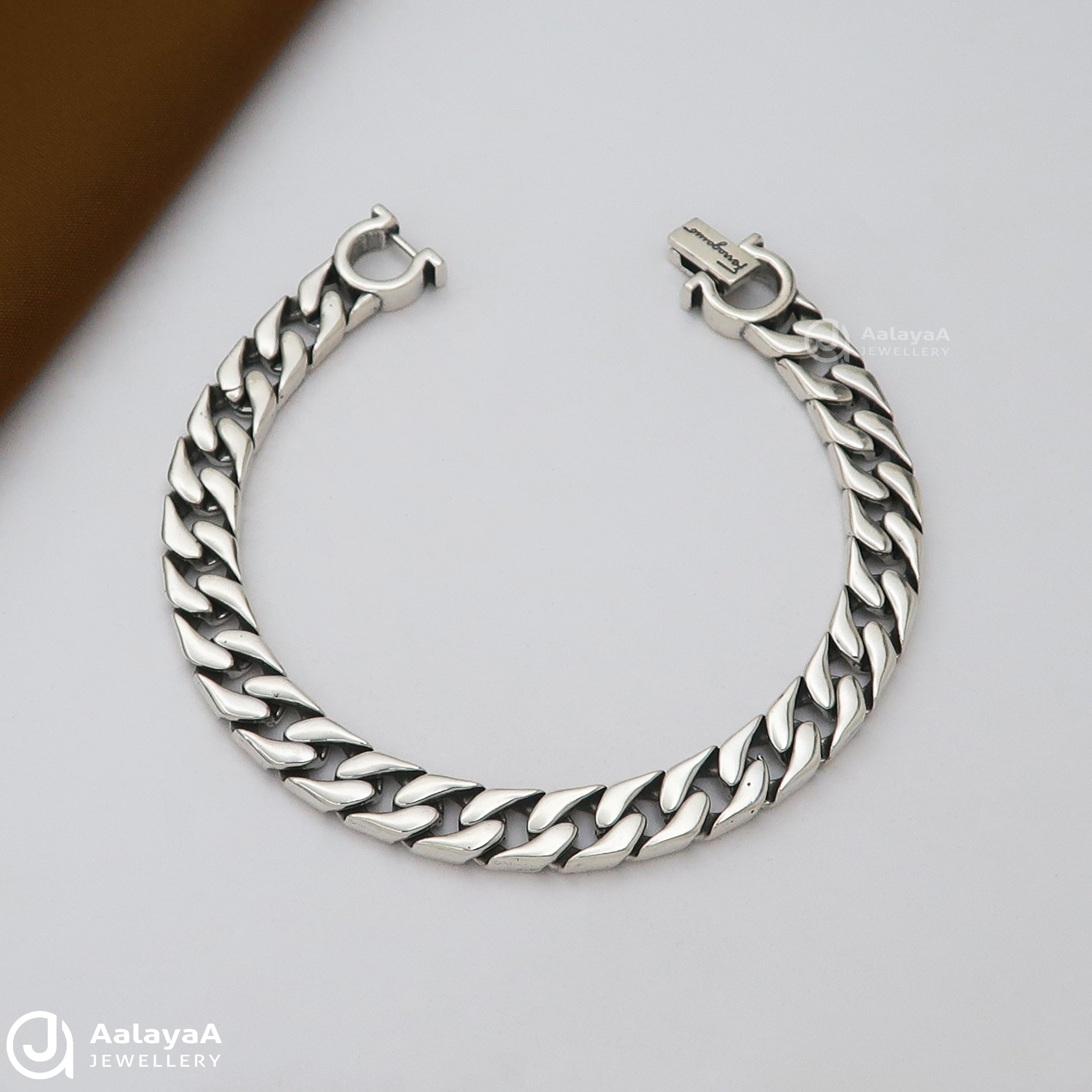 Dominion Curb Oxidised Silver Bracelet