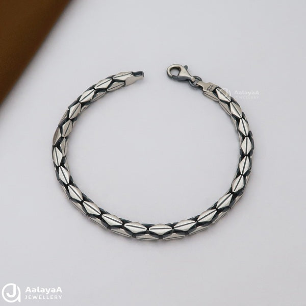 Double Triangle Cuban Link Silver Bracelet