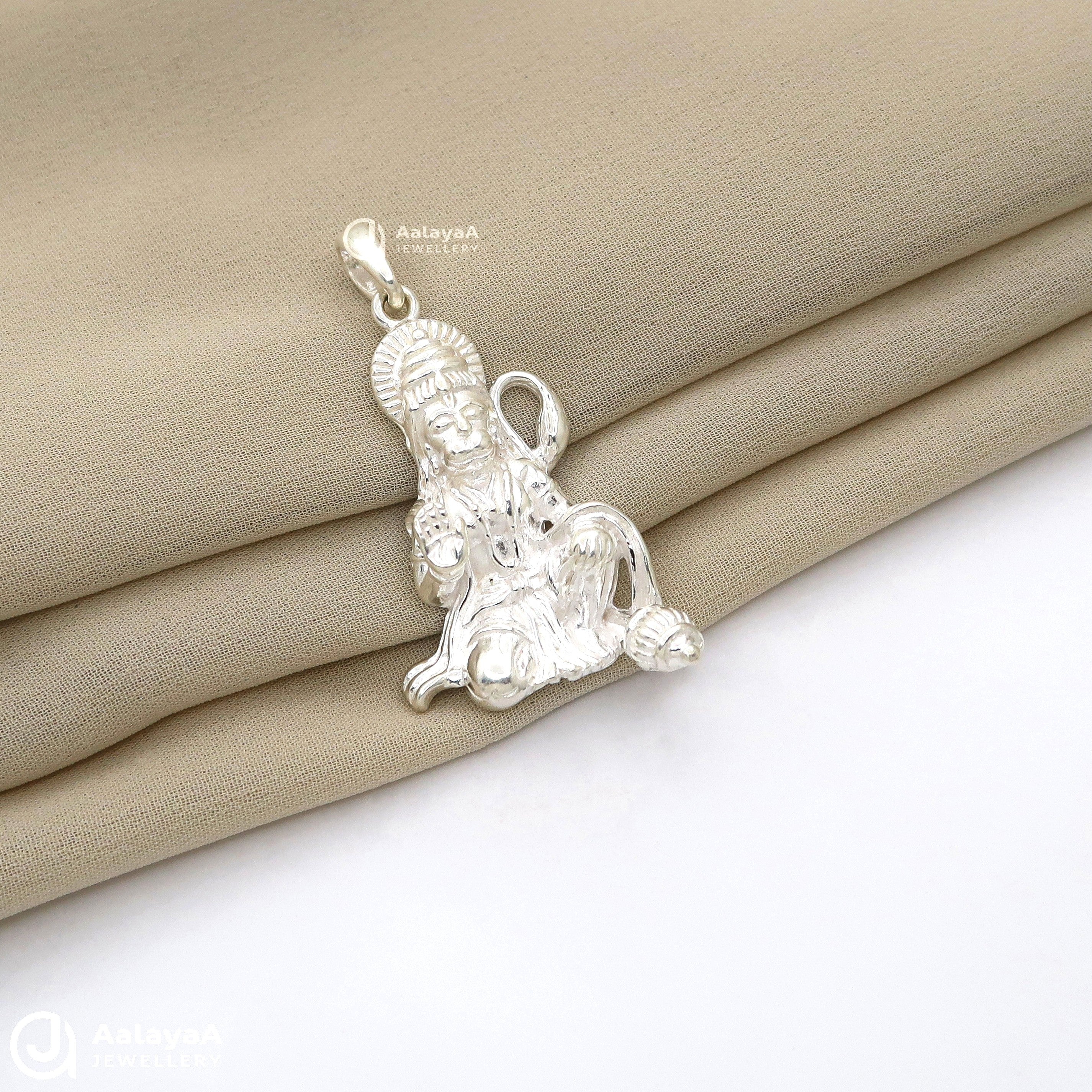 Hanuman with Gada Silver Pendant