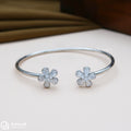 White Floral Silver Kada