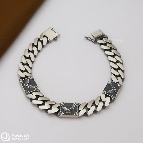 Triple Eagle Oxidised Silver Bracelet