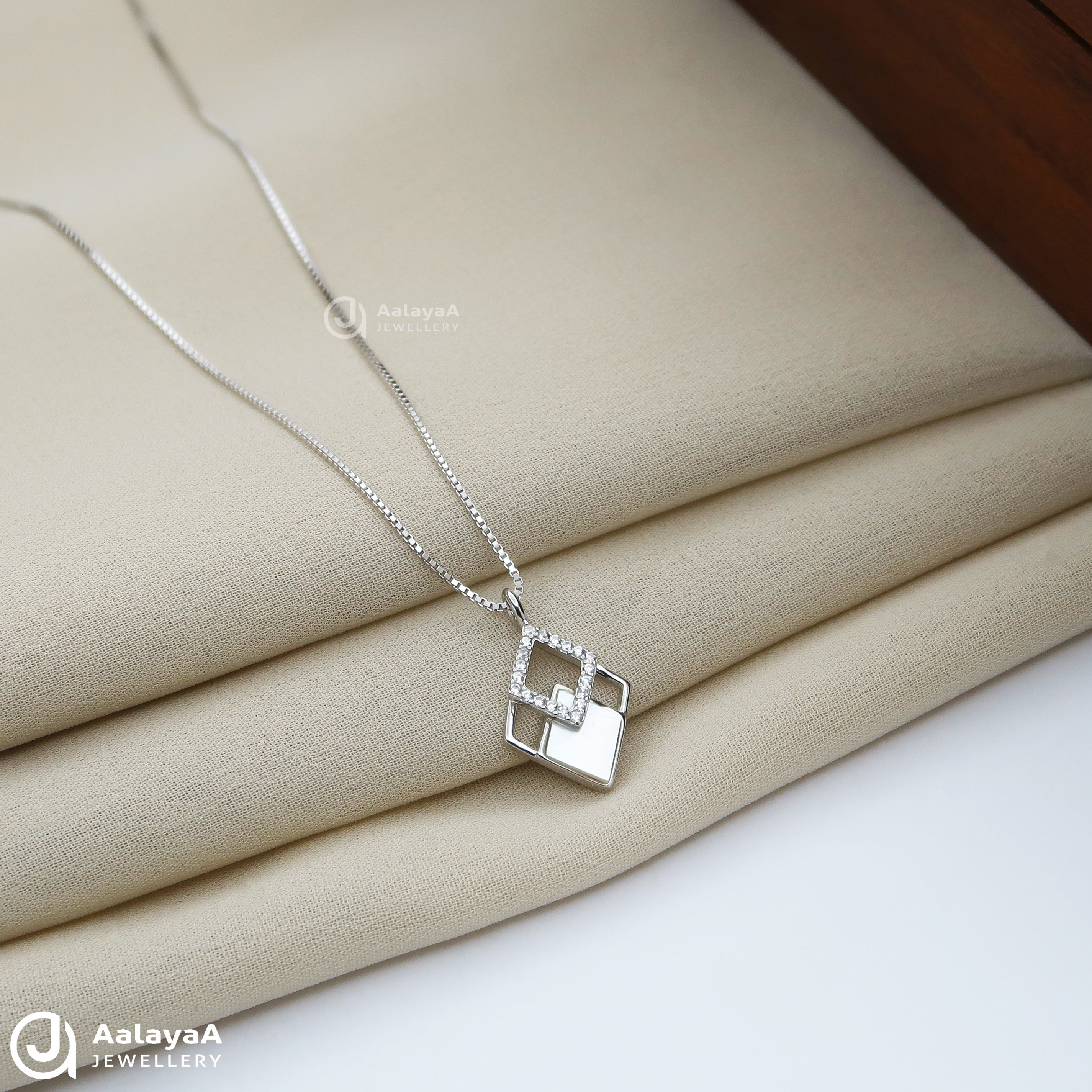 Triple Square  Silver Chain Pendant