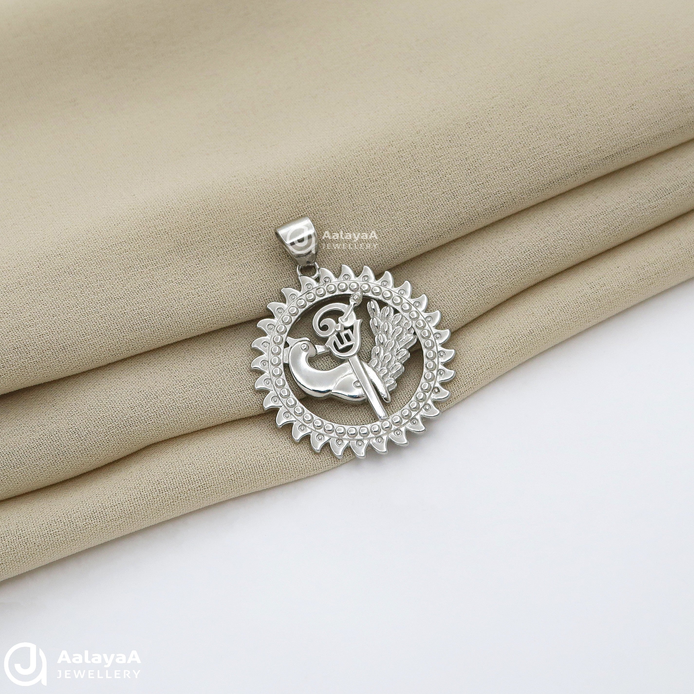 Om Peacock Chakra Silver Pendant