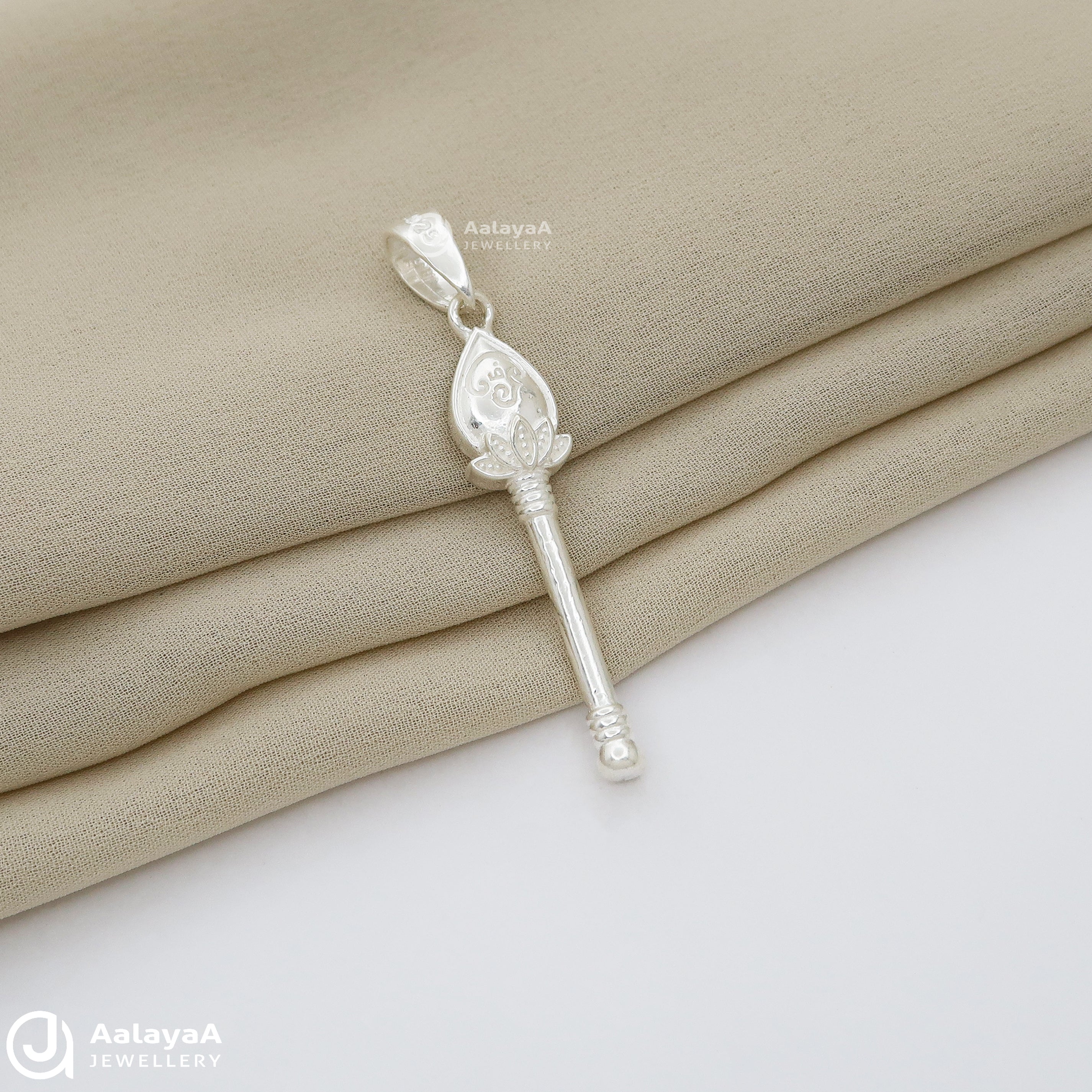 Floral Om Vel Silver Pendant