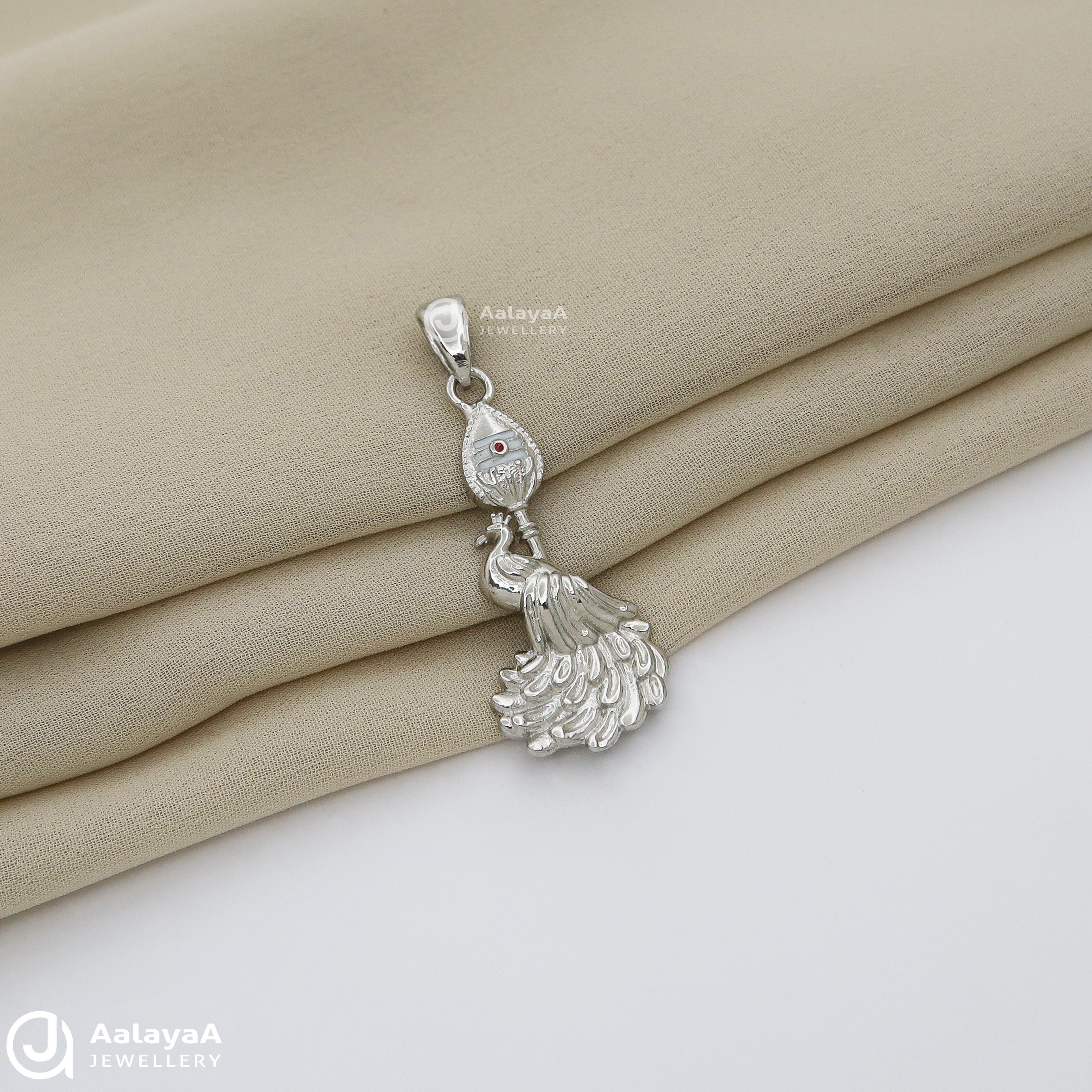 Beautiful Peacock Vel Silver Pendant