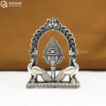 Silver Antique Murugan Om Vel with Peacock 2D Idol