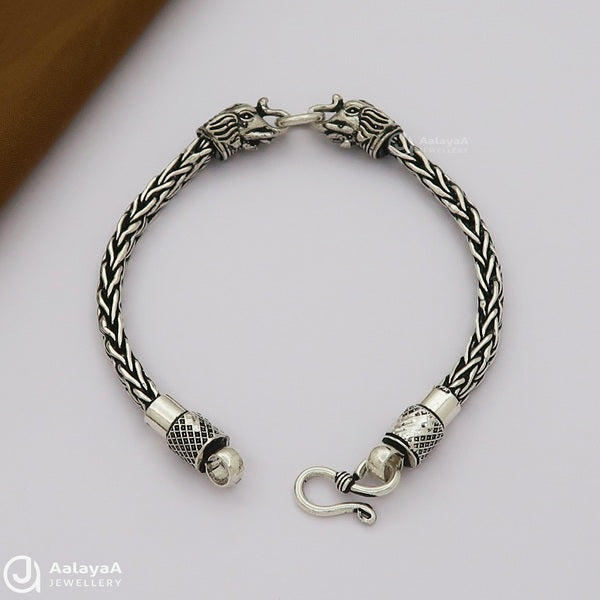 Oxidised Silver Elephant Head Bracelet