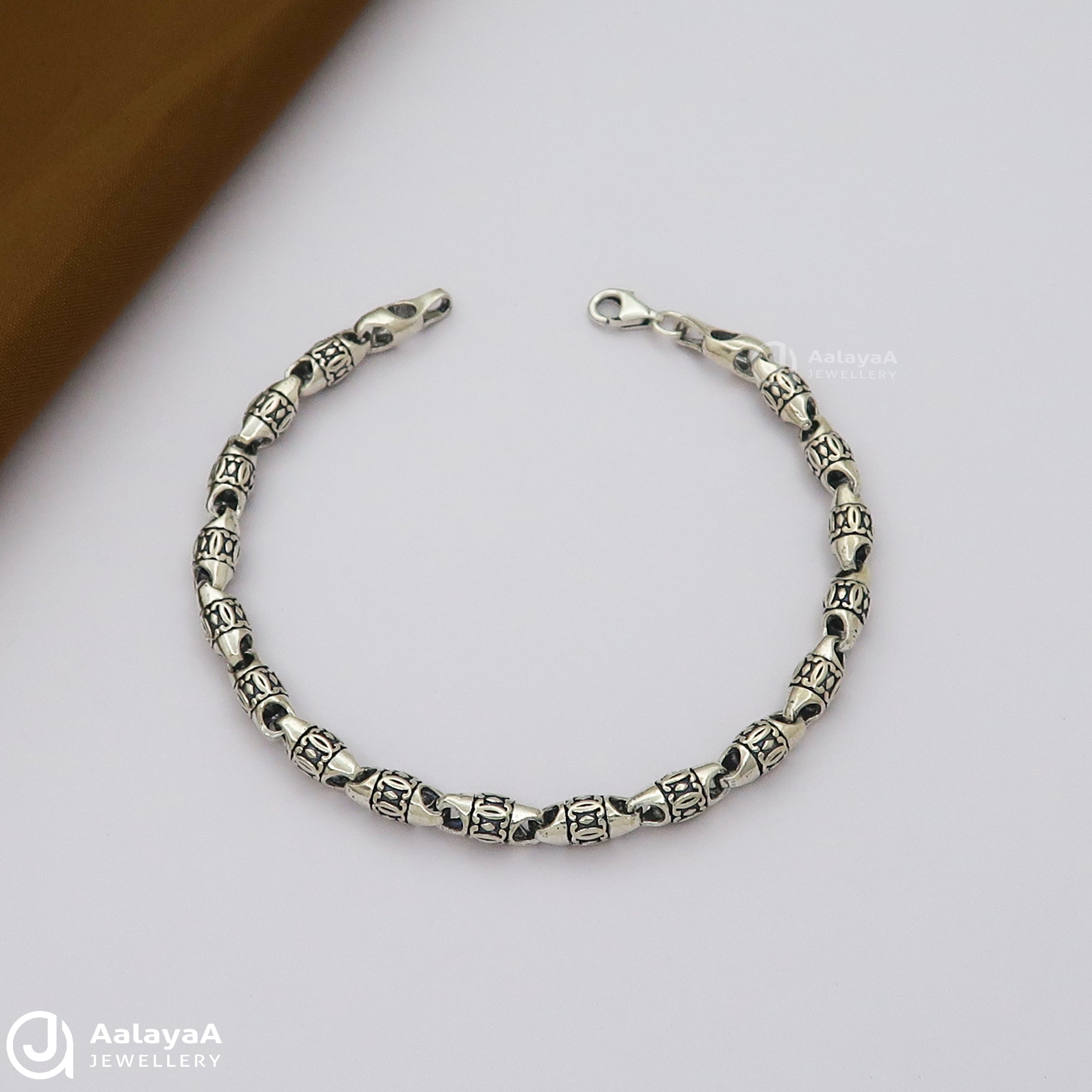 Noor Link Oxidised Silver Bracelet
