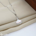 Pink and White Dancing Silver Chain Pendant