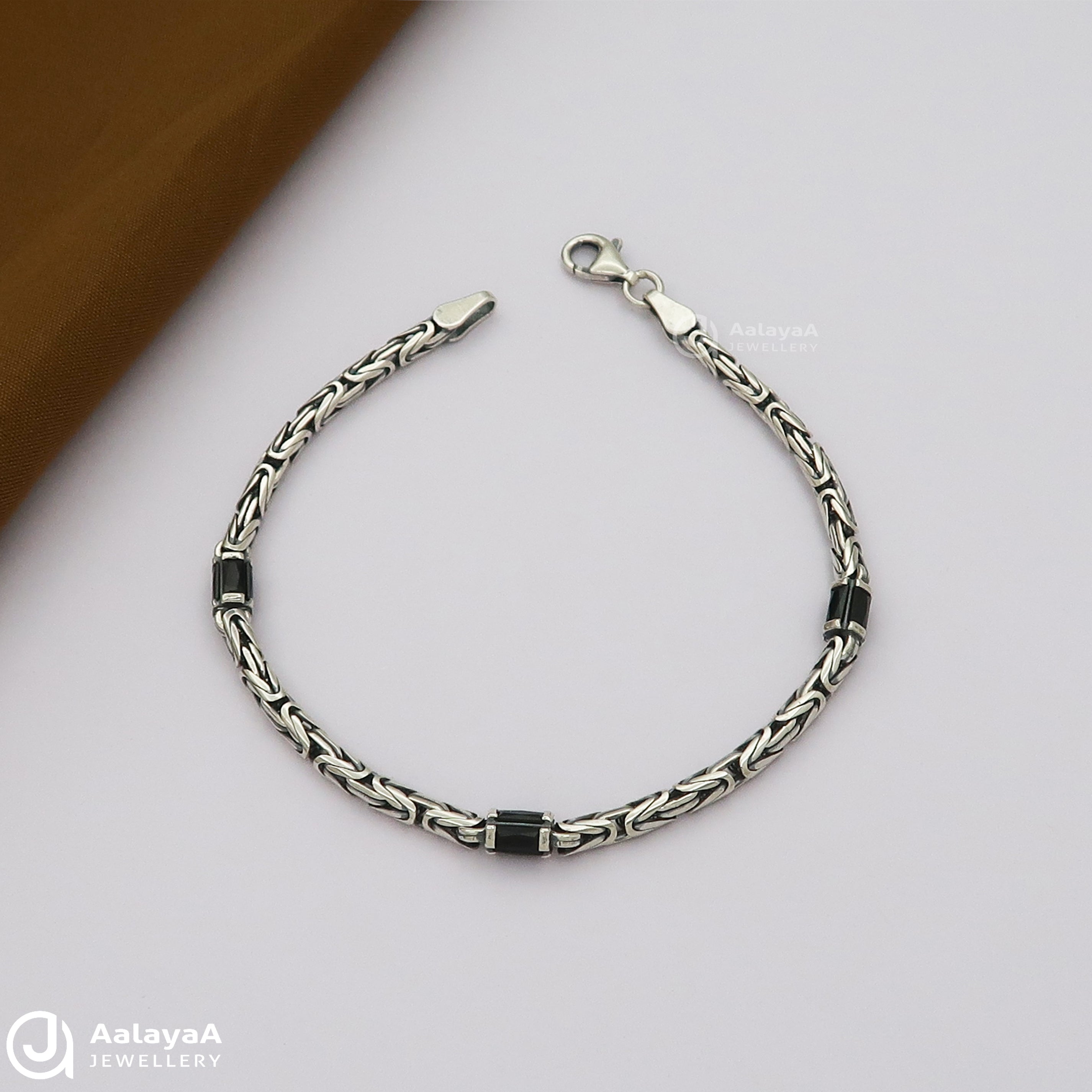 Ebon Link Oxidised Silver Bracelet