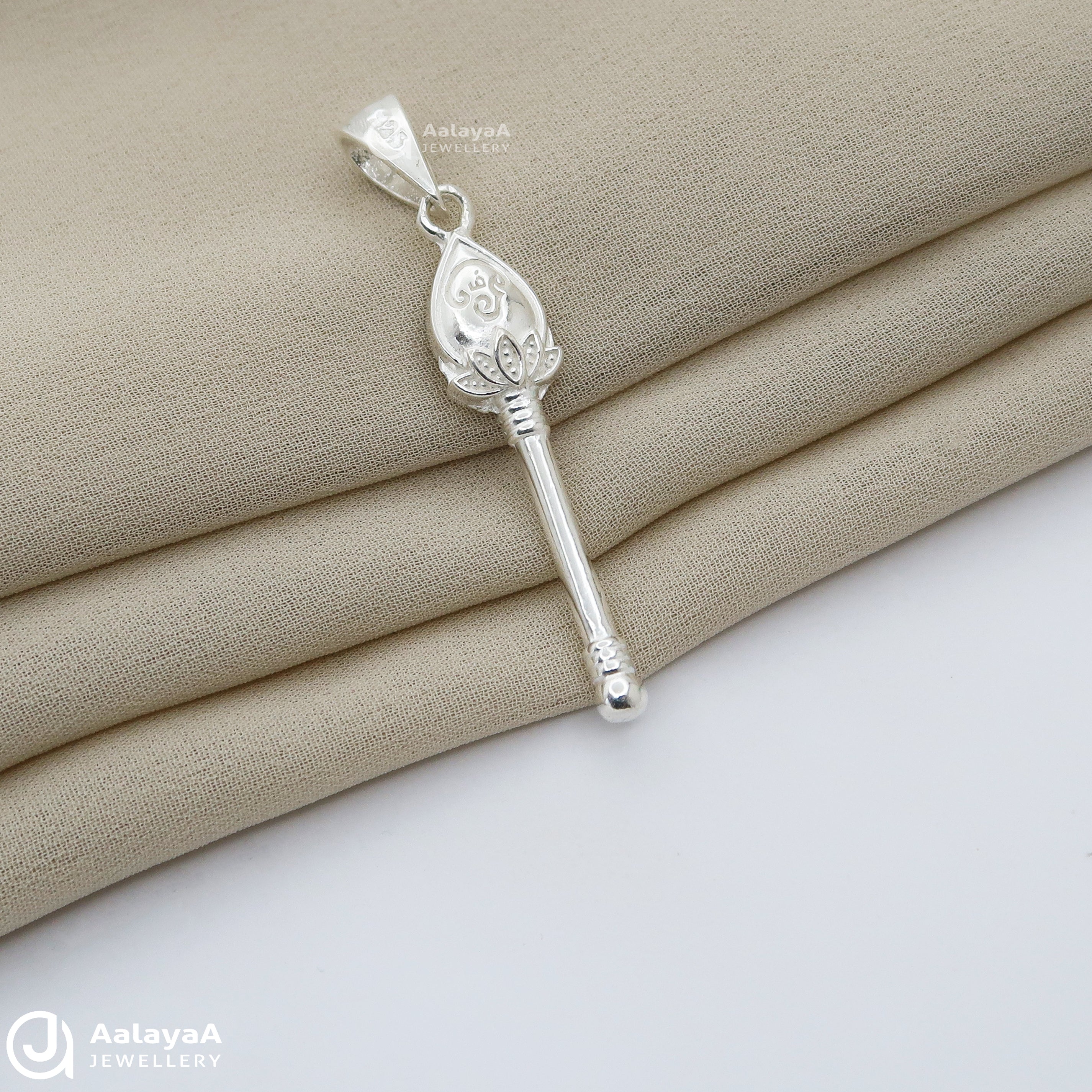 Floral Om Vel Silver Pendant