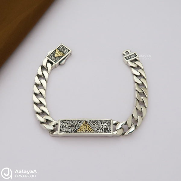 Cuban Illuminati Oxidised Silver Bracelet