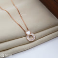 Silver Rosegold Heart and Ring Chain Pendant