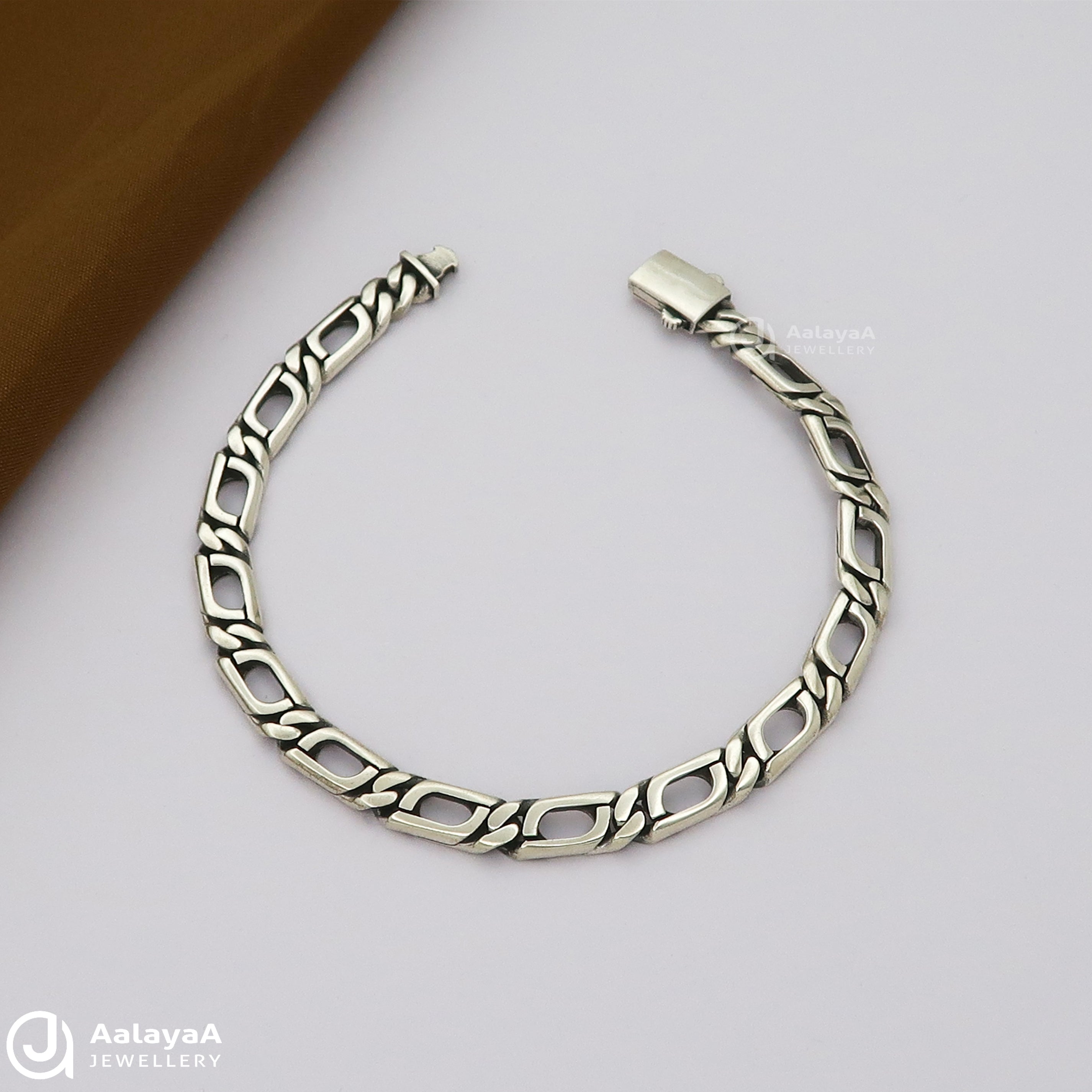 Titan Weave Oxidised Silver Bracelet