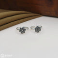 Dual Flower Oxidised Silver Toe Ring