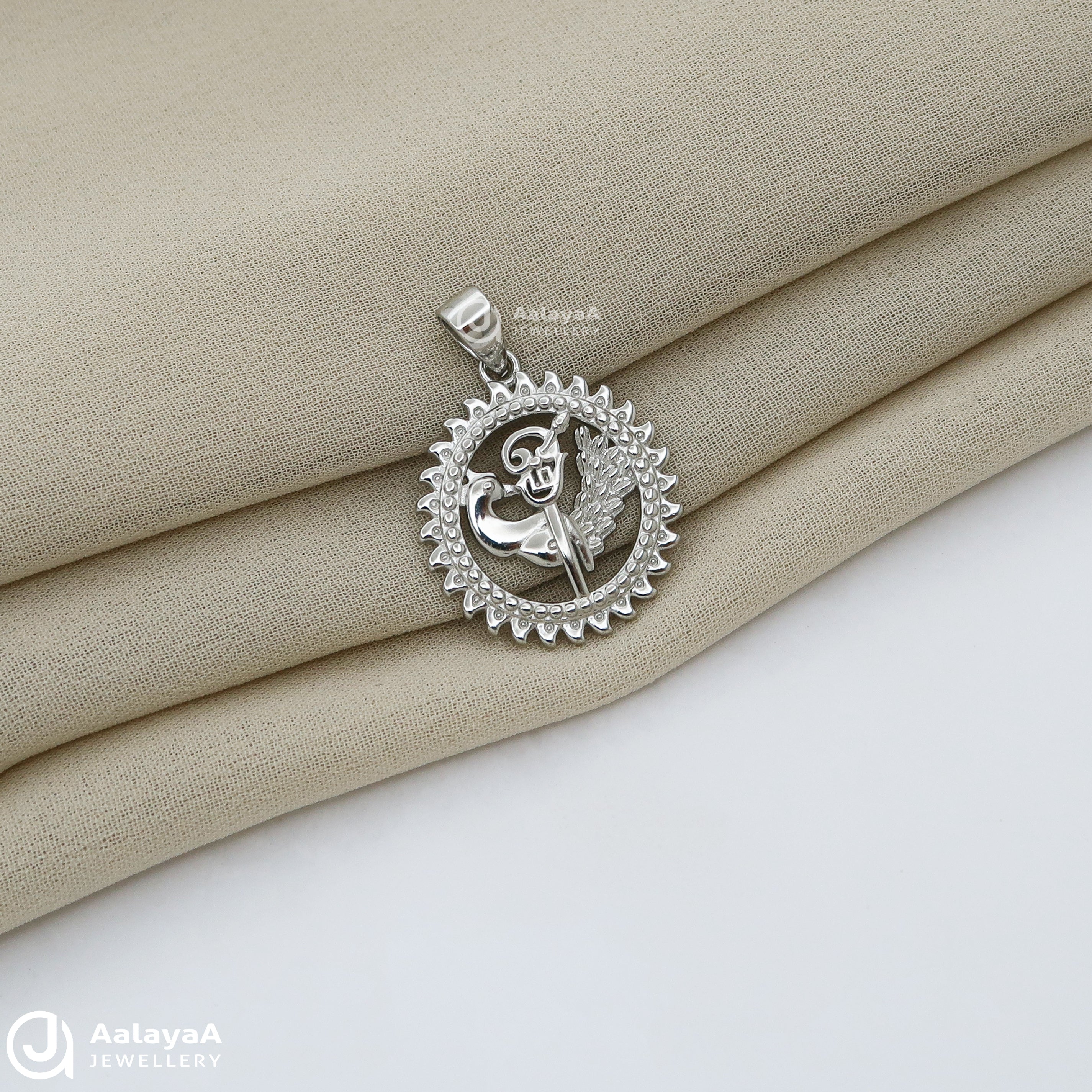 Om Peacock Chakra Silver Pendant