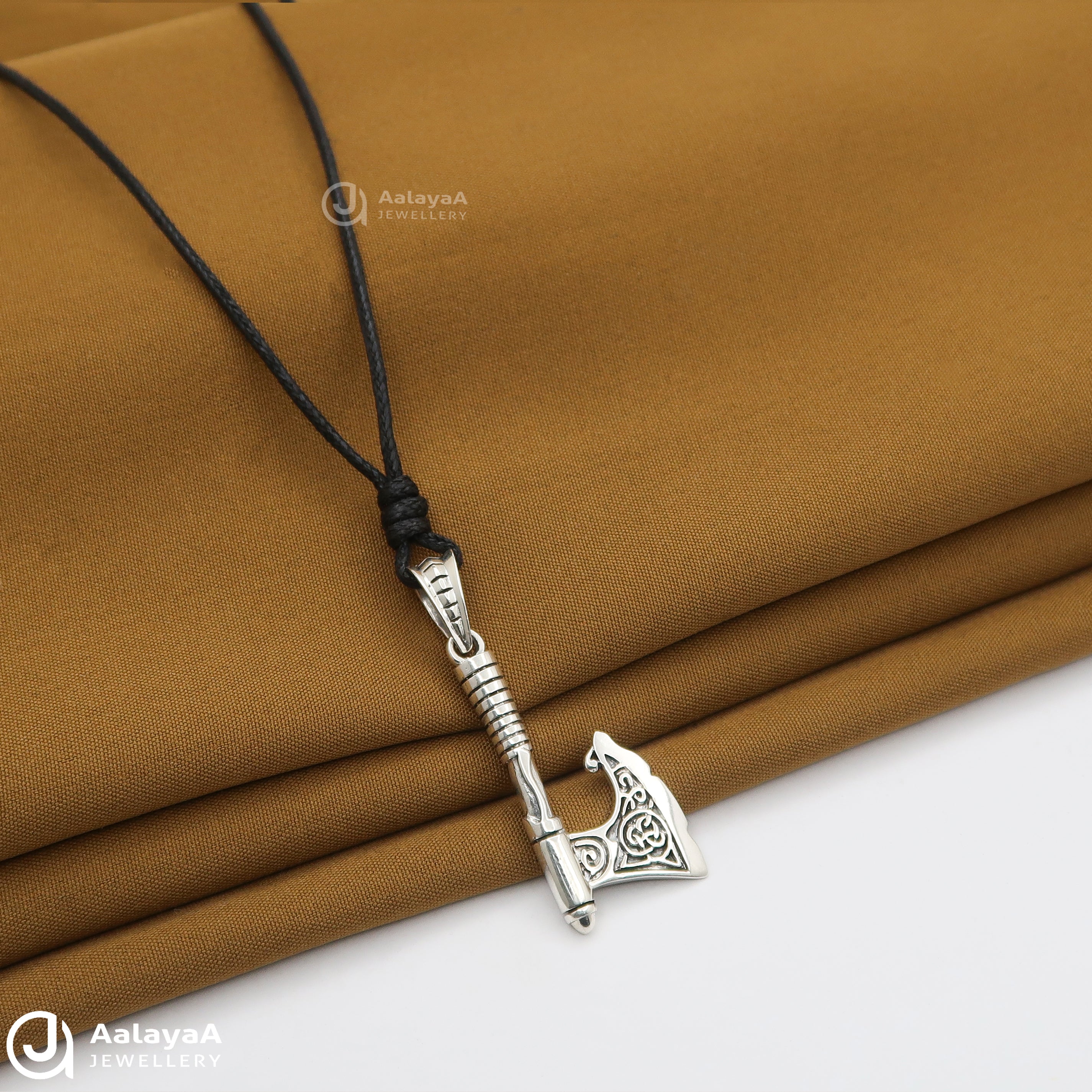 Viking Battle Axe Silver Pendant