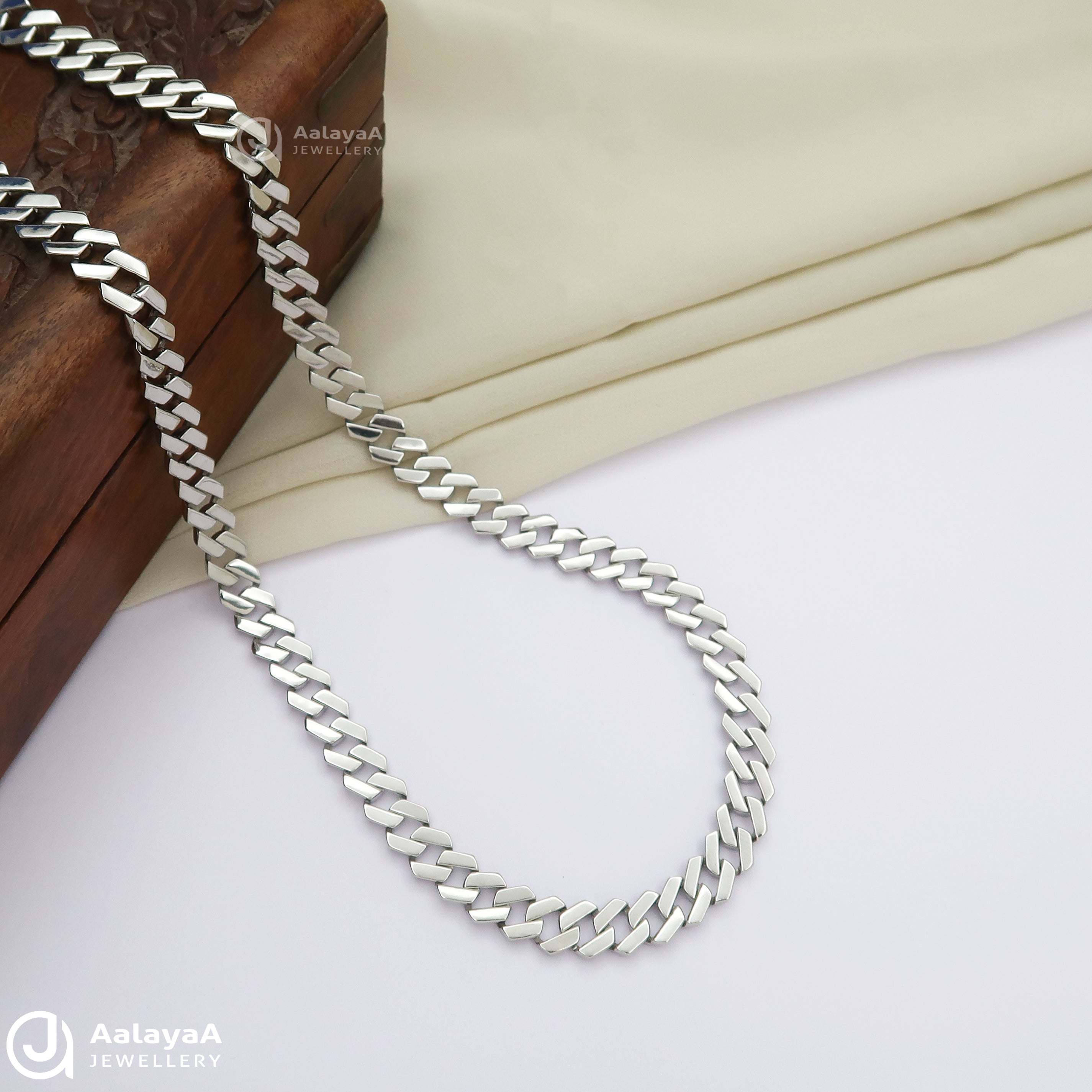 Shiny Cuban Link Silver Chain