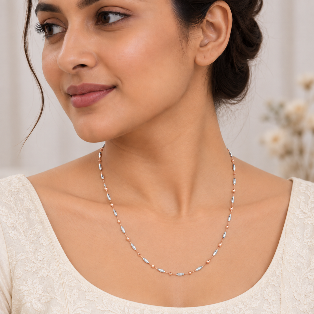 Silver Rosegold Swirl Bead Chain