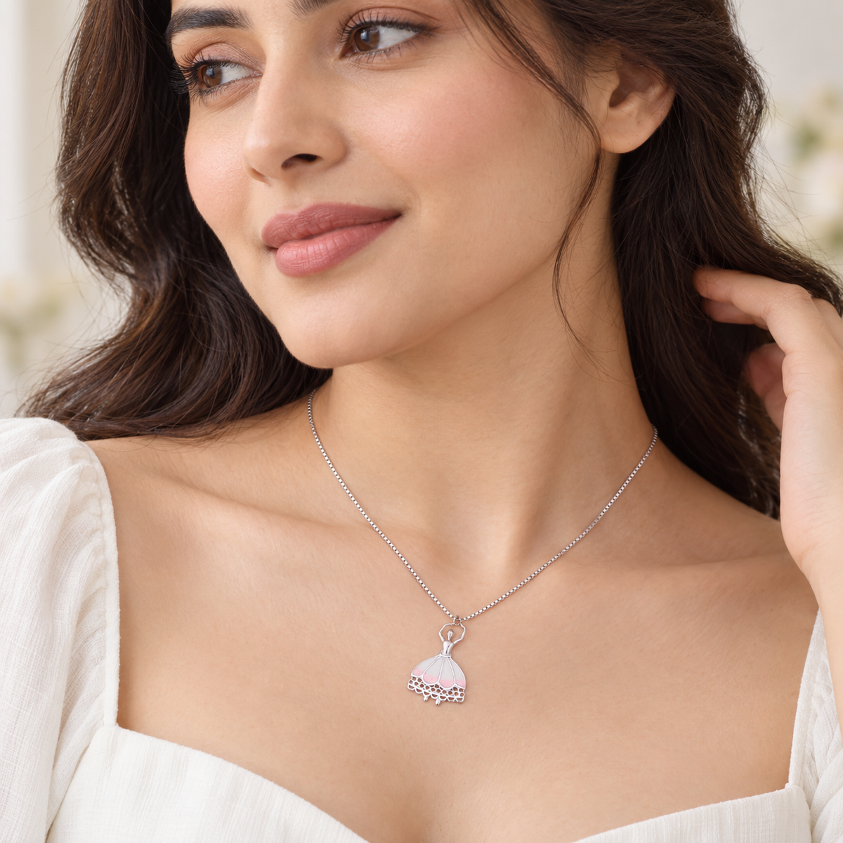 Silver Ballerina Dress Chain Pendant