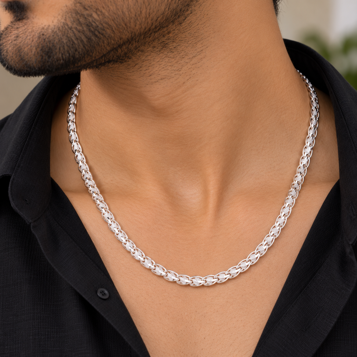 Royal Weave Silver Men's Chain