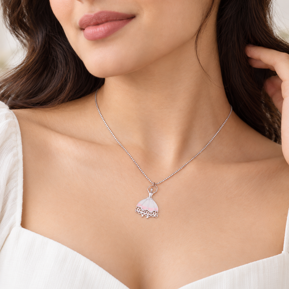 Silver Ballerina Dress Chain Pendant