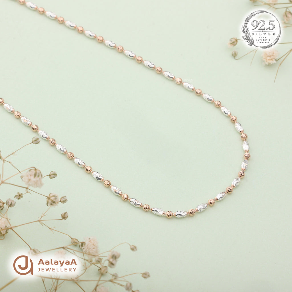 Silver Rosegold Swirl Bead Chain
