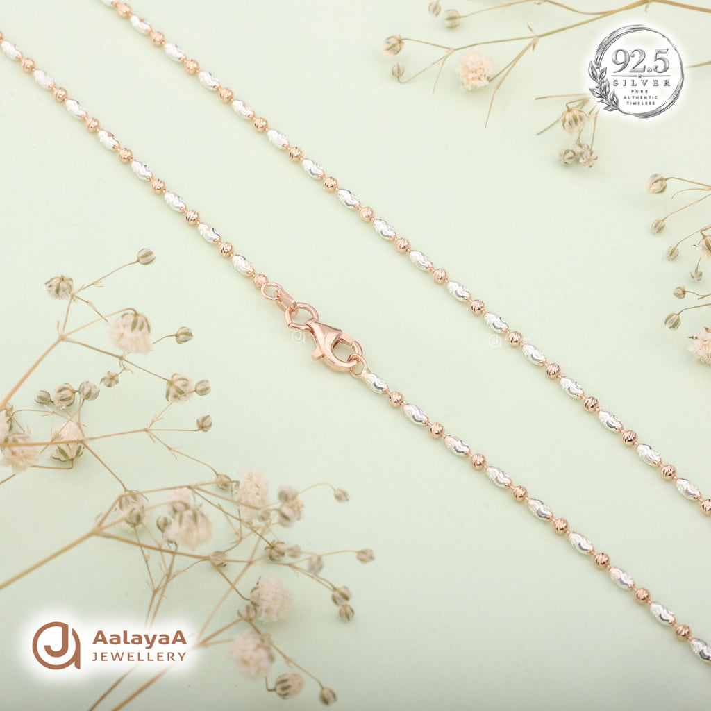 Silver Rosegold Swirl Bead Chain