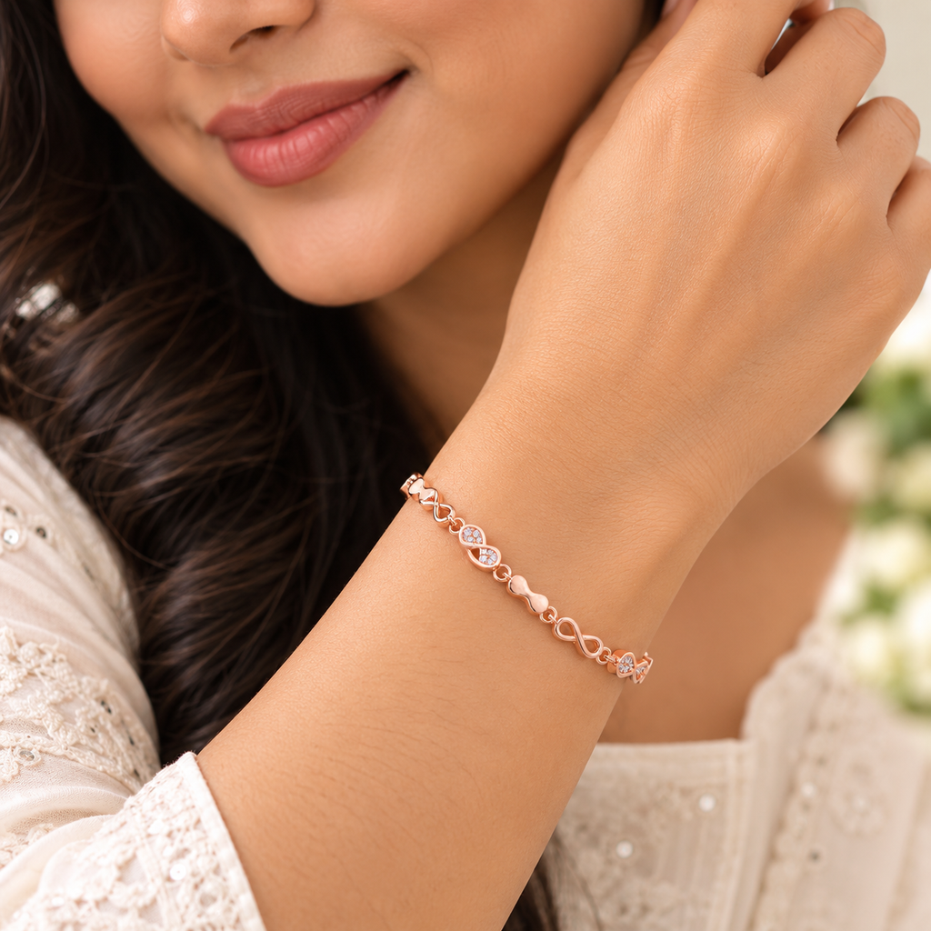 Silver Rosegold Infinity Sparkle Bracelet