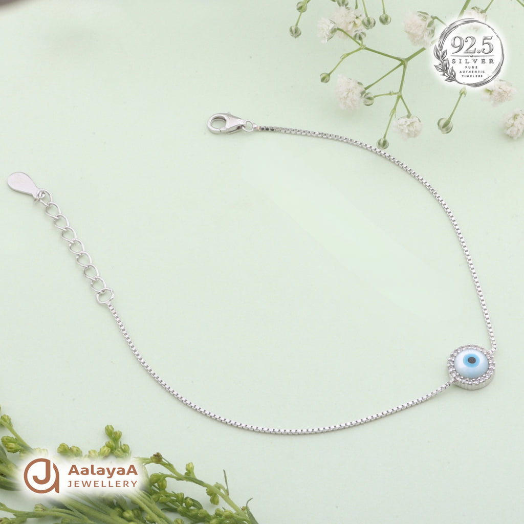 Silver Blue Evil Eye Bracelet