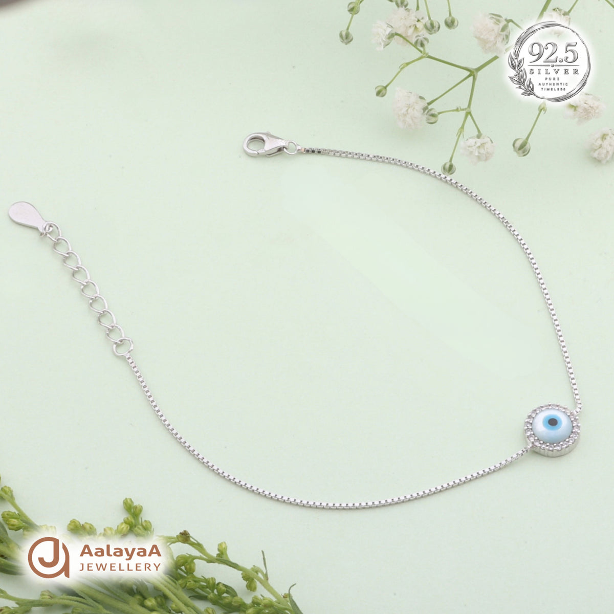 Silver Blue Evil Eye Bracelet