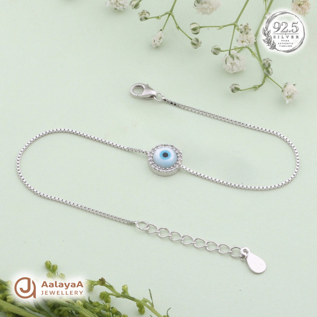 Silver Blue Evil Eye Bracelet